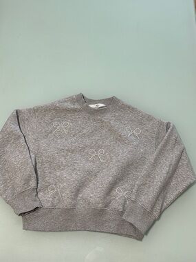 H&M Gray Sweatshirt with Pearl Bow Accents